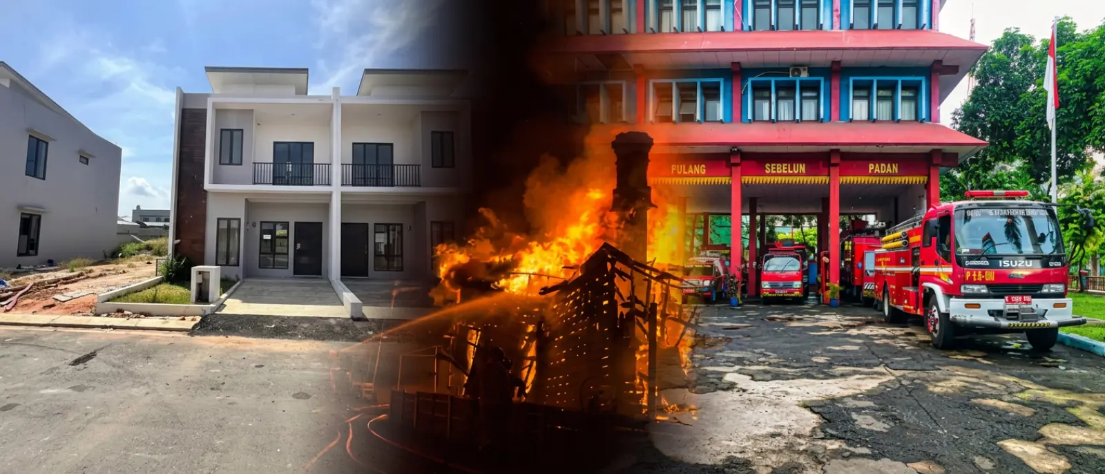 Foto pabrik/gudang di kawasan industri Batam atau ilustrasi perbandingan dua polis